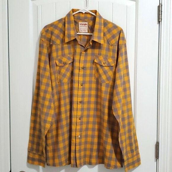 Wrangler Authentics Mens long sleeve,  pearl snap shirt, size 2X - Picture 1 of 5